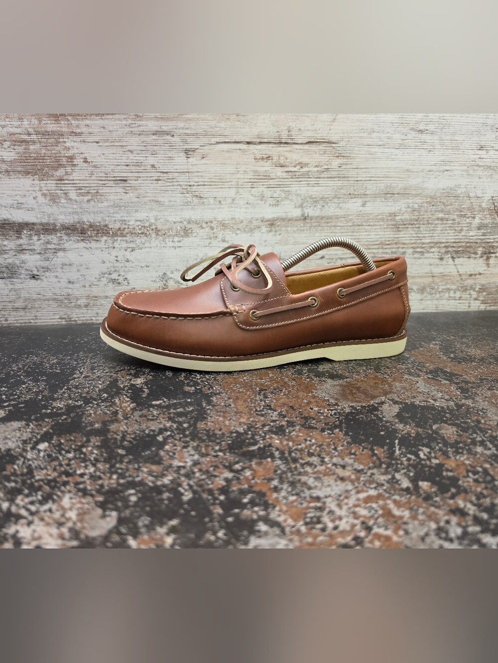 Mens Vionic Lloyd Boat Shoes Loafers Sz 8 Used VGC Brown Leather Comfort